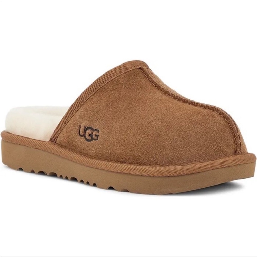 UGG Suede Leather Keegan Slide Slipper Shoes Chestnut Kids Shoes NWT AUTHENTIC - Picture 1 of 5